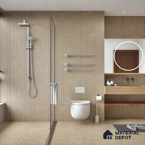 Punch Wall Tile TL 06170 B Flutura Elegance Cord Comb 4 ft x 2 ft Vitrified Lustera Effect Feather Feel Matte Finish - 8.5 mm | Suitable for Living Room, Bedroom, Bathroom