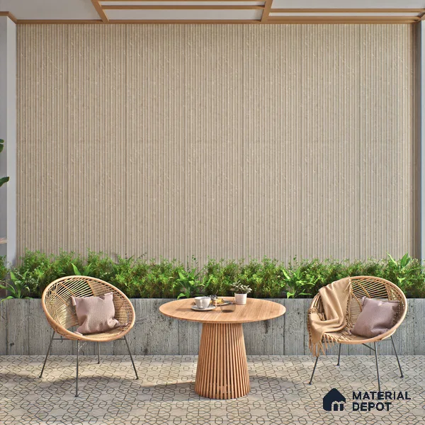 Punch Wall Tile TL 06170 B Flutura Elegance Cord Comb 4 ft x 2 ft Vitrified Lustera Effect Feather Feel Matte Finish - 8.5 mm | Suitable for Living Room, Bedroom, Bathroom