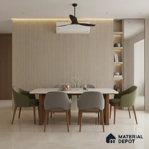 Punch Wall Tile TL 06170 B Flutura Elegance Cord Comb 4 ft x 2 ft Vitrified Lustera Effect Feather Feel Matte Finish - 8.5 mm | Suitable for Living Room, Bedroom, Bathroom