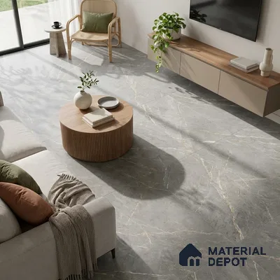 Marble Tundra Grey Wall & Floor Tile TL 06174 Stone Grey 4 ft x 2 ft Matte Finish Vitrified Tile - 8.5 mm | 6 Random Designs | Suitable For Living Room, Bedroom, Kitchen
