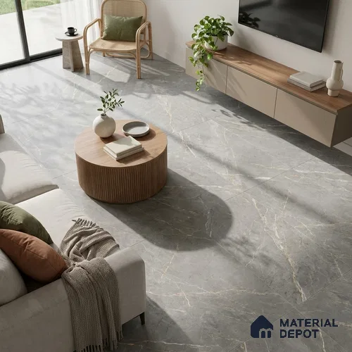 Marble Tundra Grey Wall & Floor Tile TL 06174 Stone Grey 4 ft x 2 ft Matte Finish Vitrified Tile - 8.5 mm | 6 Random Designs | Suitable For Living Room, Bedroom, Kitchen