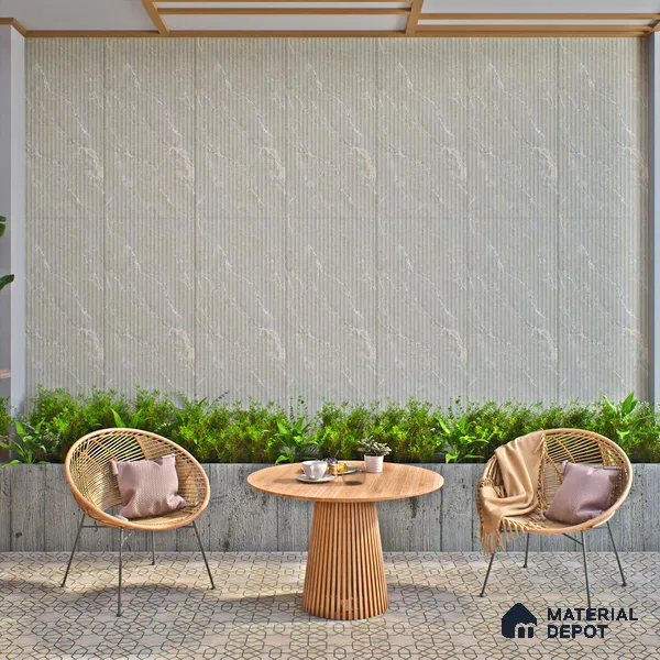 Punch Wall Tile TL 06175 B Flutura Extreme Grigio Comb 4 ft x 2 ft Vitrified Lustera Effect Feather Feel Matte Finish - 8.5 mm | Suitable for Living Room, Bedroom, Bathroom