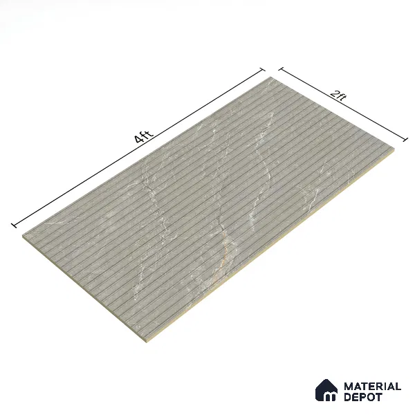 Punch Wall Tile TL 06175 B Flutura Extreme Grigio Comb 4 ft x 2 ft Vitrified Lustera Effect Feather Feel Matte Finish - 8.5 mm | Suitable for Living Room, Bedroom, Bathroom