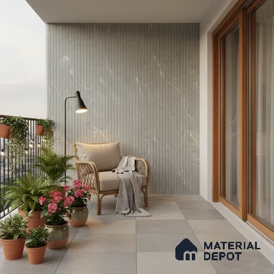 Punch Wall Tile TL 06175 B Flutura Extreme Grigio Comb 4 ft x 2 ft Vitrified Lustera Effect Feather Feel Matte Finish - 8.5 mm | Suitable for Living Room, Bedroom, Bathroom