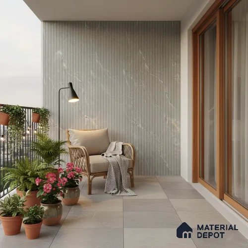 Punch Wall Tile TL 06175 B Flutura Extreme Grigio Comb 4 ft x 2 ft Vitrified Lustera Effect Feather Feel Matte Finish - 8.5 mm | Suitable for Living Room, Bedroom, Bathroom