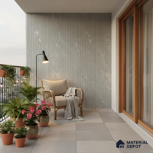 Punch Wall Tile TL 06175 B Flutura Extreme Grigio Comb 4 ft x 2 ft Vitrified Lustera Effect Feather Feel Matte Finish - 8.5 mm | Suitable for Living Room, Bedroom, Bathroom