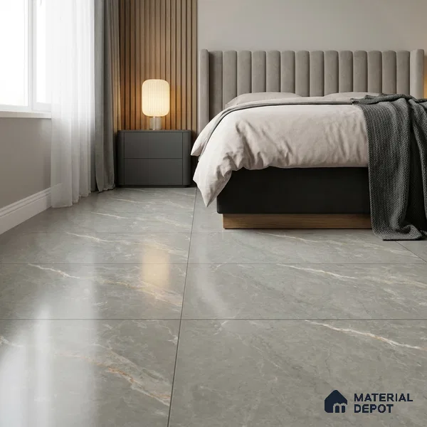 Marble Fior di Bosco Wall & Floor Tile TL 06175 Stone Grey 4 ft x 2 ft Matte Finish Vitrified Tile - 8.5 mm | 6 Random Designs | Suitable For Living Room, Bedroom, Kitchen