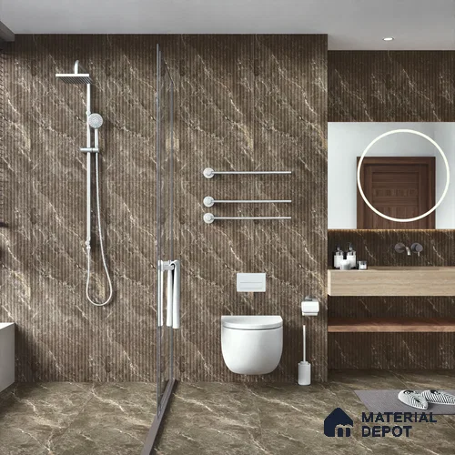 Punch Wall Tile TL 06176 B Flutura Extreme Tabacco Comb 4 ft x 2 ft Vitrified Lustera Effect Feather Feel Matte Finish - 8.5 mm | Suitable for Living Room, Bedroom, Bathroom