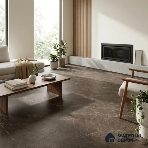 Marble Emperador Wall & Floor Tile TL 06176 Mocha Brown 4 ft x 2 ft Matte Finish Vitrified Tile - 8.5 mm | 6 Random Designs | Suitable For Living Room, Bedroom, Kitchen