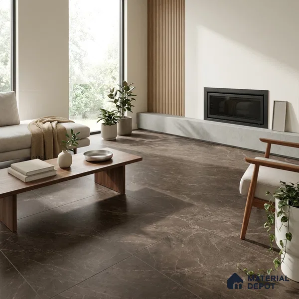 Marble Emperador Wall & Floor Tile TL 06176 Mocha Brown 4 ft x 2 ft Matte Finish Vitrified Tile - 8.5 mm | 6 Random Designs | Suitable For Living Room, Bedroom, Kitchen