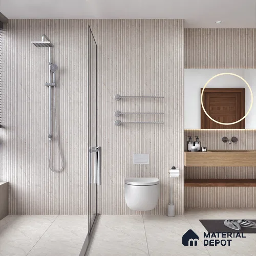 Punch Wall Tile TL 06177 B Flutura Opel Beige Comb 4 ft x 2 ft Vitrified Lustera Effect Feather Feel Matte Finish - 8.5 mm | Suitable for Living Room, Bedroom, Bathroom