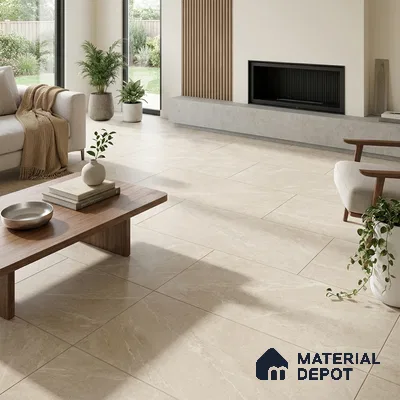 Marble Crema Marfil Wall & Floor Tile TL 06177 Linen Beige 4 ft x 2 ft Matte Finish Vitrified Tile - 8.5 mm | 4 Random Designs | Suitable For Living Room, Bedroom, Kitchen