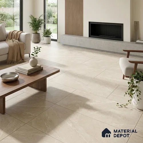 Marble Crema Marfil Wall & Floor Tile TL 06177 Linen Beige 4 ft x 2 ft Matte Finish Vitrified Tile - 8.5 mm | 4 Random Designs | Suitable For Living Room, Bedroom, Kitchen