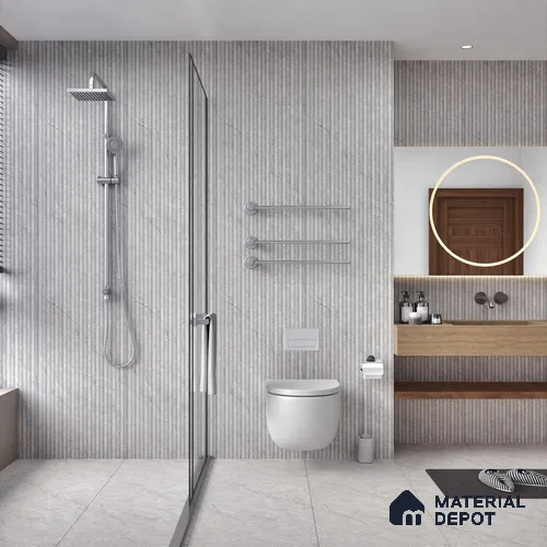 Punch Wall Tile TL 06178 B Flutura Opel Grey Comb 4 ft x 2 ft Vitrified Lustera Effect Feather Feel Matte Finish - 8.5 mm | Suitable for Living Room, Bedroom, Bathroom