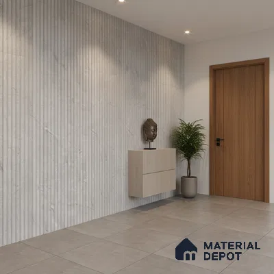 Punch Wall Tile TL 06178 B Flutura Opel Grey Comb 4 ft x 2 ft Vitrified Lustera Effect Feather Feel Matte Finish - 8.5 mm | Suitable for Living Room, Bedroom, Bathroom