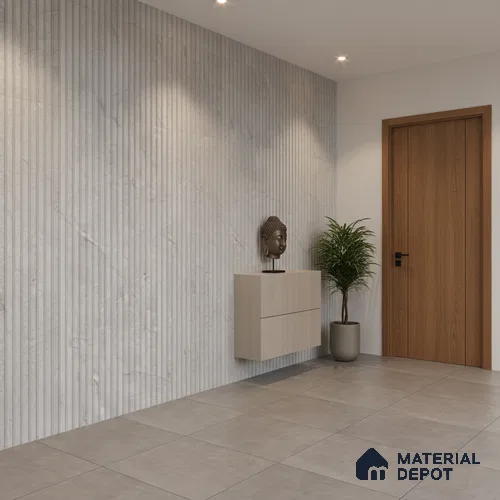 Punch Wall Tile TL 06178 B Flutura Opel Grey Comb 4 ft x 2 ft Vitrified Lustera Effect Feather Feel Matte Finish - 8.5 mm | Suitable for Living Room, Bedroom, Bathroom
