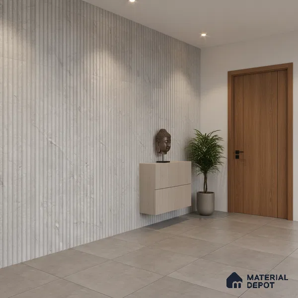 Punch Wall Tile TL 06178 B Flutura Opel Grey Comb 4 ft x 2 ft Vitrified Lustera Effect Feather Feel Matte Finish - 8.5 mm | Suitable for Living Room, Bedroom, Bathroom