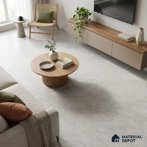 Marble Tundra Grey Wall & Floor Tile TL 06178 Dove Grey 4 ft x 2 ft Matte Finish Vitrified Tile - 8.5 mm | 4 Random Designs | Suitable For Living Room, Bedroom, Kitchen