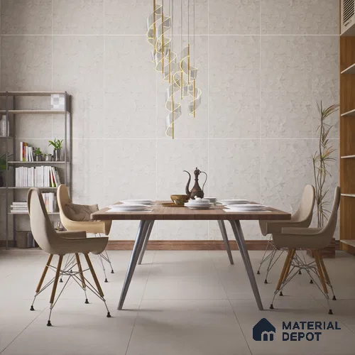 Punch Wall Tile TL 06179 C Trigon Lemmy Silver Triangle 4 ft x 2 ft Vitrified Lustera Effect Feather Feel Matte Finish - 8.5 mm | 3 Random Design | Suitable for Living Room, Bedroom, Bathroom