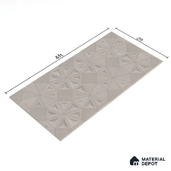 Punch Wall Tile TL 06180 C Trigon Lemmy Ash Triangle 4 ft x 2 ft Vitrified Lustera Effect Feather Feel Matte Finish - 8.5 mm | 3 Random Design | Suitable for Living Room, Bedroom, Bathroom