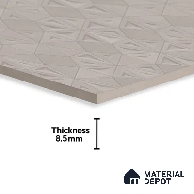 Punch Wall Tile TL 06180 C Trigon Lemmy Ash Triangle 4 ft x 2 ft Vitrified Lustera Effect Feather Feel Matte Finish - 8.5 mm | 3 Random Design | Suitable for Living Room, Bedroom, Bathroom