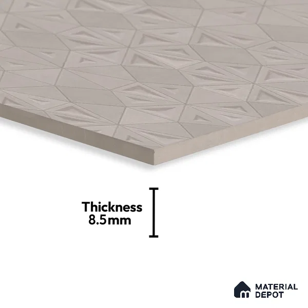 Punch Wall Tile TL 06180 C Trigon Lemmy Ash Triangle 4 ft x 2 ft Vitrified Lustera Effect Feather Feel Matte Finish - 8.5 mm | 3 Random Design | Suitable for Living Room, Bedroom, Bathroom