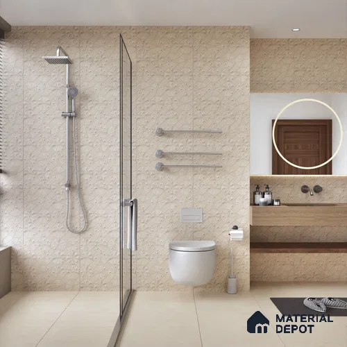 Punch Wall Tile TL 06182 C Trigon Lemmy Crema Triangle 4 ft x 2 ft Vitrified Lustera Effect Feather Feel Matte Finish - 8.5 mm | 3 Random Design | Suitable for Living Room, Bedroom, Bathroom