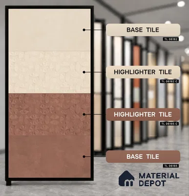 Punch Wall Tile TL 06182 C Trigon Lemmy Crema Triangle 4 ft x 2 ft Vitrified Lustera Effect Feather Feel Matte Finish - 8.5 mm | 3 Random Design | Suitable for Living Room, Bedroom, Bathroom
