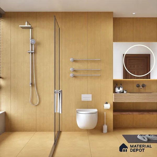 Punch Wall Tile TL 06184 B Lemmy Caramel Comb 4 ft x 2 ft Vitrified Lustera Effect Feather Feel Matte Finish - 8.5 mm | Suitable for Living Room, Bedroom, Bathroom