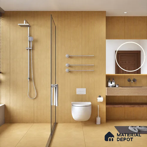 Punch Wall Tile TL 06184 B Lemmy Caramel Comb 4 ft x 2 ft Vitrified Lustera Effect Feather Feel Matte Finish - 8.5 mm | Suitable for Living Room, Bedroom, Bathroom