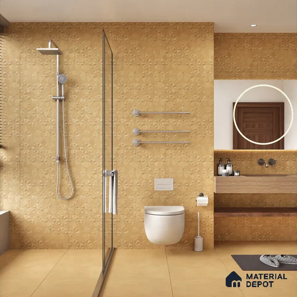 Punch Wall Tile TL 06184 C Trigon Lemmy Caramel Triangle 4 ft x 2 ft Vitrified Lustera Effect Feather Feel Matte Finish - 8.5 mm | 3 Random Design | Suitable for Living Room, Bedroom, Bathroom
