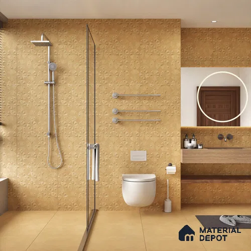 Punch Wall Tile TL 06184 C Trigon Lemmy Caramel Triangle 4 ft x 2 ft Vitrified Lustera Effect Feather Feel Matte Finish - 8.5 mm | 3 Random Design | Suitable for Living Room, Bedroom, Bathroom