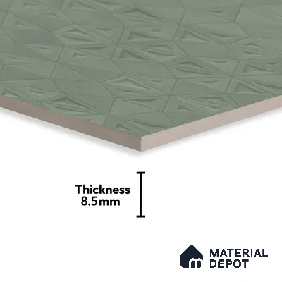 Punch Wall Tile TL 06186 C Trigon Lemmy Emerald Triangle 4 ft x 2 ft Vitrified Lustera Effect Feather Feel Matte Finish - 8.5 mm | 3 Random Design | Suitable for Living Room, Bedroom, Bathroom