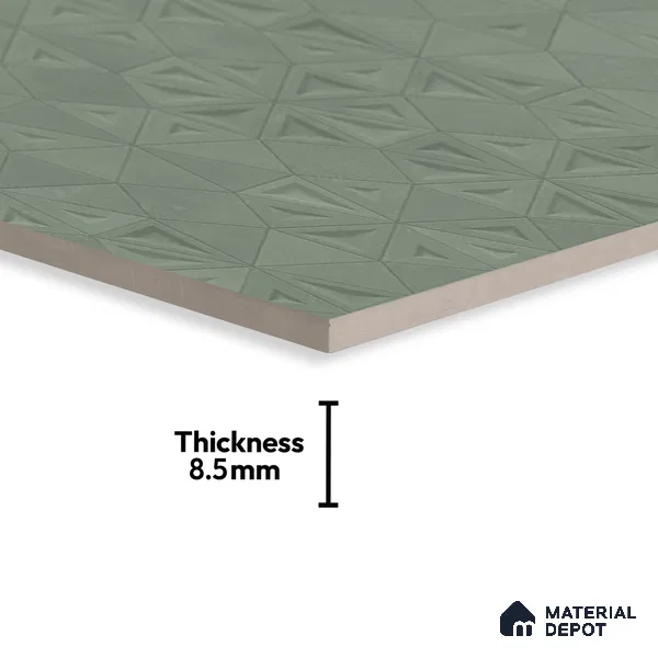 Punch Wall Tile TL 06186 C Trigon Lemmy Emerald Triangle 4 ft x 2 ft Vitrified Lustera Effect Feather Feel Matte Finish - 8.5 mm | 3 Random Design | Suitable for Living Room, Bedroom, Bathroom
