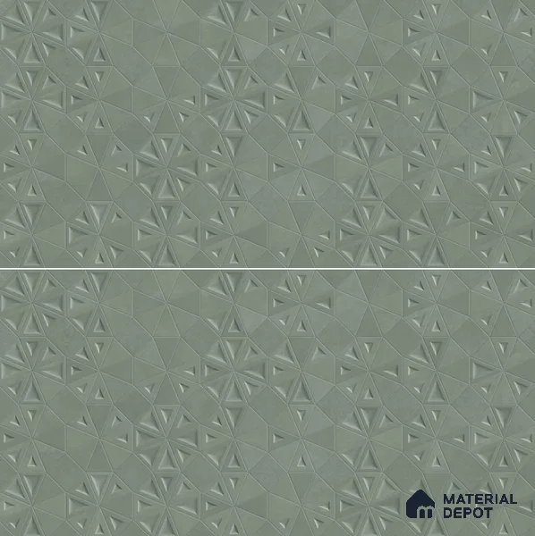 Punch Wall Tile TL 06186 C Trigon Lemmy Emerald Triangle 4 ft x 2 ft Vitrified Lustera Effect Feather Feel Matte Finish - 8.5 mm | 3 Random Design | Suitable for Living Room, Bedroom, Bathroom
