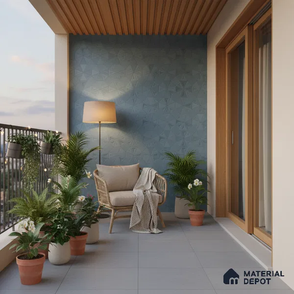 Punch Wall Tile TL 06187 C Trigon Lemmy Dusk Triangle 4 ft x 2 ft Vitrified Lustera Effect Feather Feel Matte Finish - 8.5 mm | 3 Random Design | Suitable for Living Room, Bedroom, Bathroom