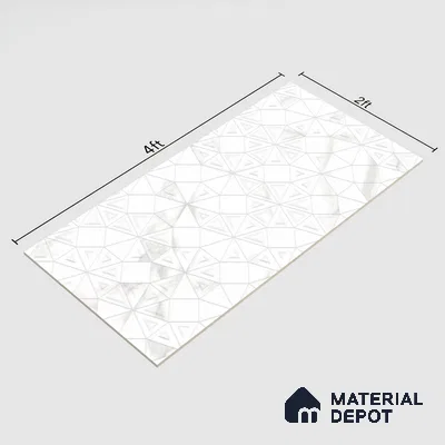 Punch Wall Tile TL 06188 B Classic Satuario Triangle 4 ft x 2 ft Vitrified Lustera Effect Feather Feel Matte Finish - 8.5 mm | 3 Random Design | Suitable for Living Room, Bedroom, Bathroom