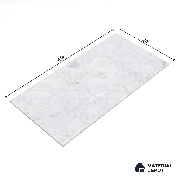 Punch Wall Tile TL 06190 B Prime Onyx Ice Triangle 4 ft x 2 ft Vitrified Lustera Effect Feather Feel Matte Finish - 8.5 mm | 2 Random Design | Suitable for Living Room, Bedroom, Bathroom