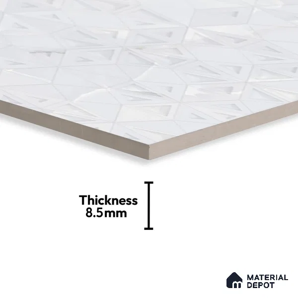Punch Wall Tile TL 06190 B Prime Onyx Ice Triangle 4 ft x 2 ft Vitrified Lustera Effect Feather Feel Matte Finish - 8.5 mm | 2 Random Design | Suitable for Living Room, Bedroom, Bathroom