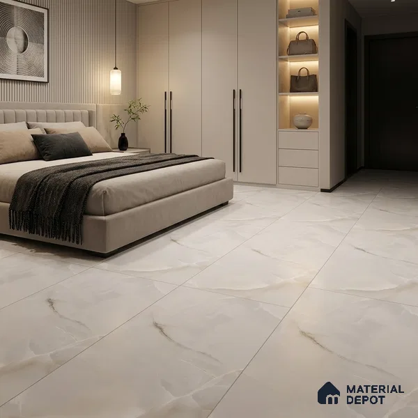 Marble Wall & Floor Tile TL 06190 White 4 ft x 2 ft Matte Finish Vitrified Tile - 8.5 mm | 7 Random Designs | Suitable For Living Room, Bedroom, Kitchen