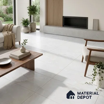 Marble Wall & Floor Tile TL 06190 White 4 ft x 2 ft Matte Finish Vitrified Tile - 8.5 mm | 7 Random Designs | Suitable For Living Room, Bedroom, Kitchen