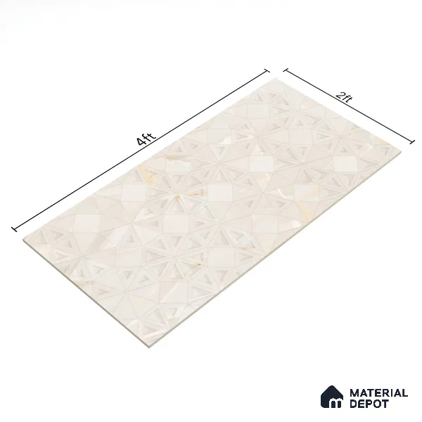 Punch Wall Tile TL 06191 B Prime Onyx Crema Triangle 4 ft x 2 ft Vitrified Lustera Effect Feather Feel Matte Finish - 8.5 mm | 2 Random Design | Suitable for Living Room, Bedroom, Bathroom