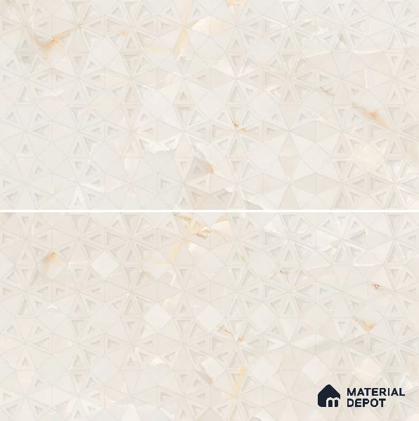Punch Wall Tile TL 06191 B Prime Onyx Crema Triangle 4 ft x 2 ft Vitrified Lustera Effect Feather Feel Matte Finish - 8.5 mm | 2 Random Design | Suitable for Living Room, Bedroom, Bathroom