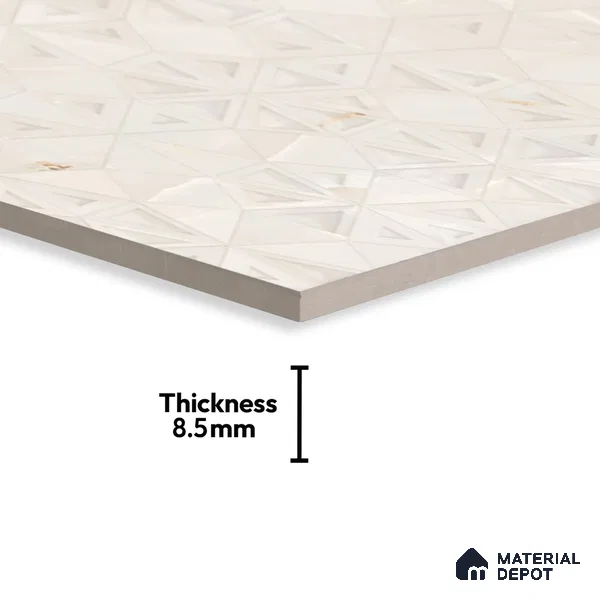 Punch Wall Tile TL 06191 B Prime Onyx Crema Triangle 4 ft x 2 ft Vitrified Lustera Effect Feather Feel Matte Finish - 8.5 mm | 2 Random Design | Suitable for Living Room, Bedroom, Bathroom