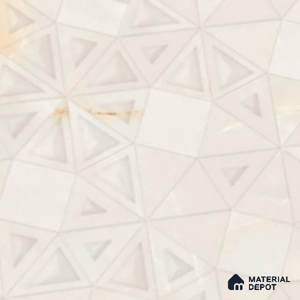 Punch Wall Tile TL 06191 B Prime Onyx Crema Triangle 4 ft x 2 ft Vitrified Lustera Effect Feather Feel Matte Finish - 8.5 mm | 2 Random Design | Suitable for Living Room, Bedroom, Bathroom