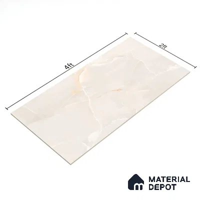 Marble Wall & Floor Tile TL 06191 Cream 4 ft x 2 ft Matte Finish Vitrified Tile - 8.5 mm | 7 Random Designs | Suitable For Living Room, Bedroom, Kitchen