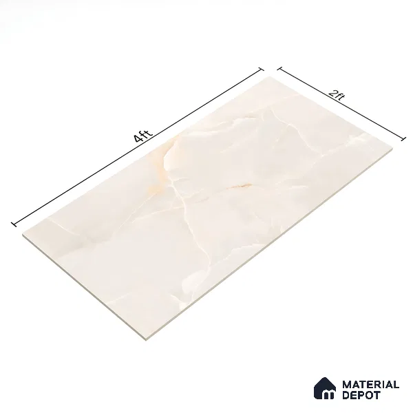 Marble Wall & Floor Tile TL 06191 Cream 4 ft x 2 ft Matte Finish Vitrified Tile - 8.5 mm | 7 Random Designs | Suitable For Living Room, Bedroom, Kitchen