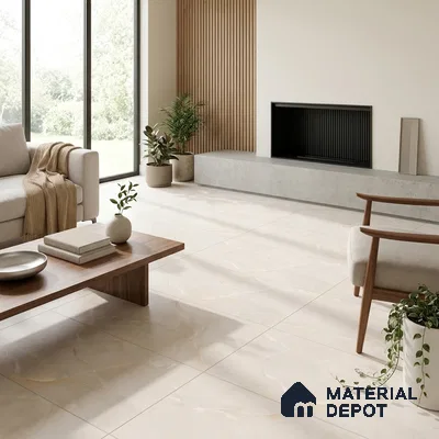 Marble Wall & Floor Tile TL 06191 Cream 4 ft x 2 ft Matte Finish Vitrified Tile - 8.5 mm | 7 Random Designs | Suitable For Living Room, Bedroom, Kitchen
