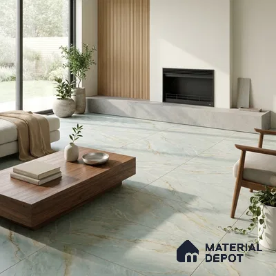Marble Wall & Floor Tile TL 06192 Blue 4 ft x 2 ft Matte Finish Vitrified Tile - 8.5 mm | 7 Random Designs | Suitable For Living Room, Bedroom, Kitchen