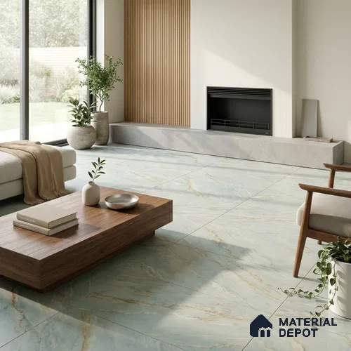 Marble Wall & Floor Tile TL 06192 Blue 4 ft x 2 ft Matte Finish Vitrified Tile - 8.5 mm | 7 Random Designs | Suitable For Living Room, Bedroom, Kitchen